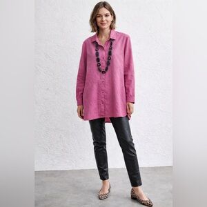 Eileen Fisher Organic Linen Button-Front Shirt – Size M